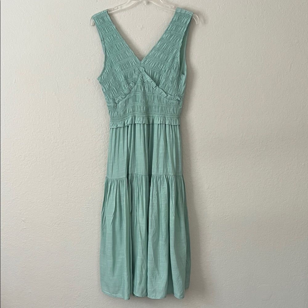 NWOT Gilli Tiered Smocked Tie Back Dress  Mint Green Sleeveless in Size S
